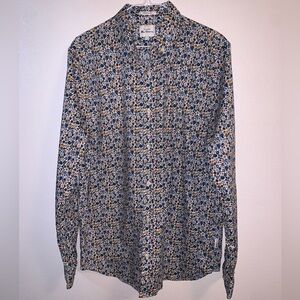 Ben Sherman Floral Print Stretch Fit Long Sleeve Button Up Shirt Size Large